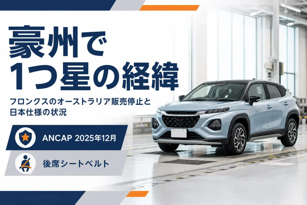 フロンクスのオーストラリアでの安全評価と販売停止の経緯を解説するアイキャッチ