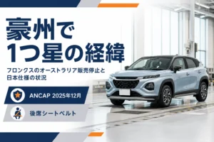 フロンクスのオーストラリアでの安全評価と販売停止の経緯を解説するアイキャッチ
