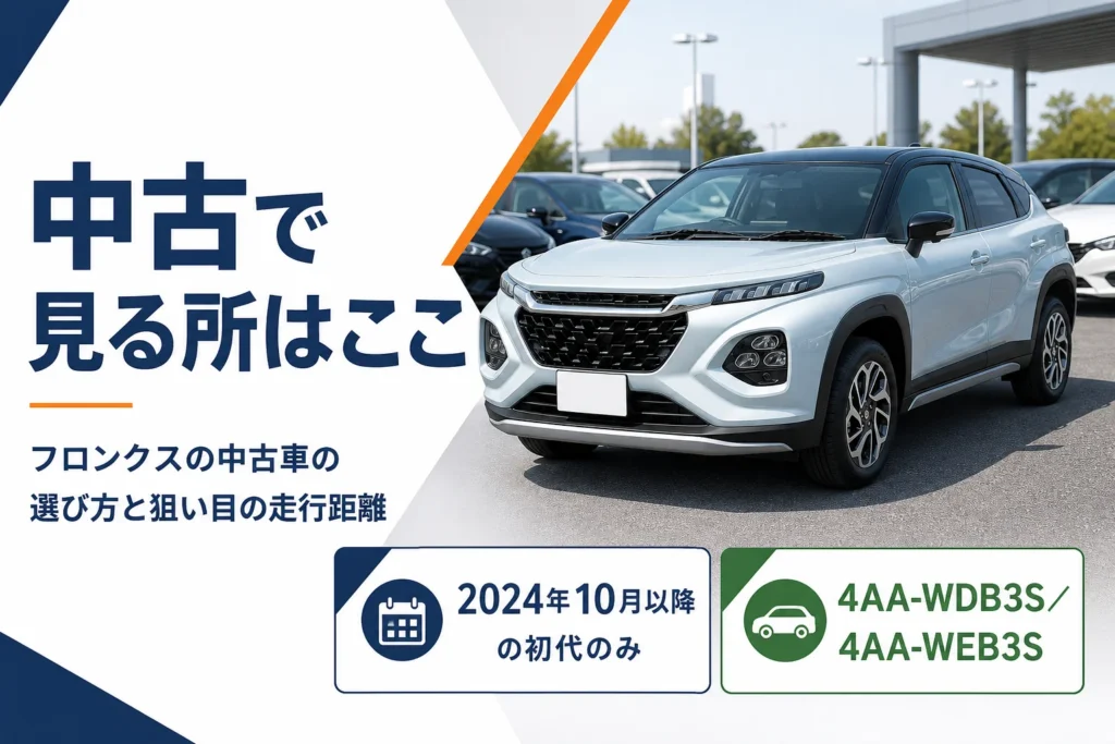 フロンクスの中古車の選び方を解説する記事のアイキャッチ