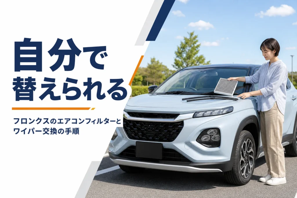 フロンクスのエアコンフィルターとワイパーの交換を解説する記事のアイキャッチ