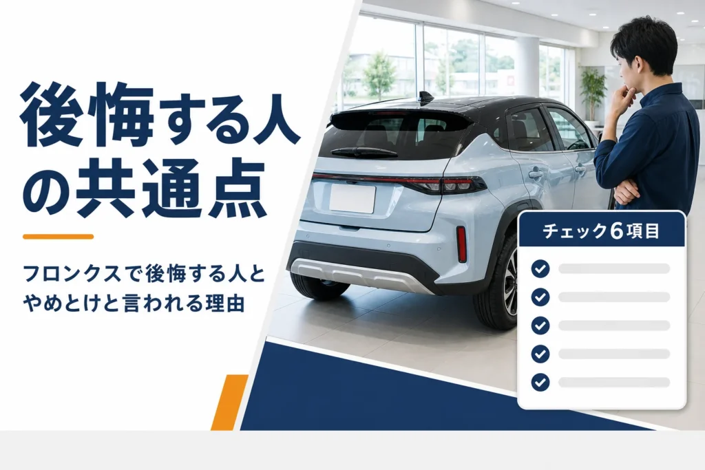 フロンクスを買って後悔する人の共通点を解説する記事のアイキャッチ