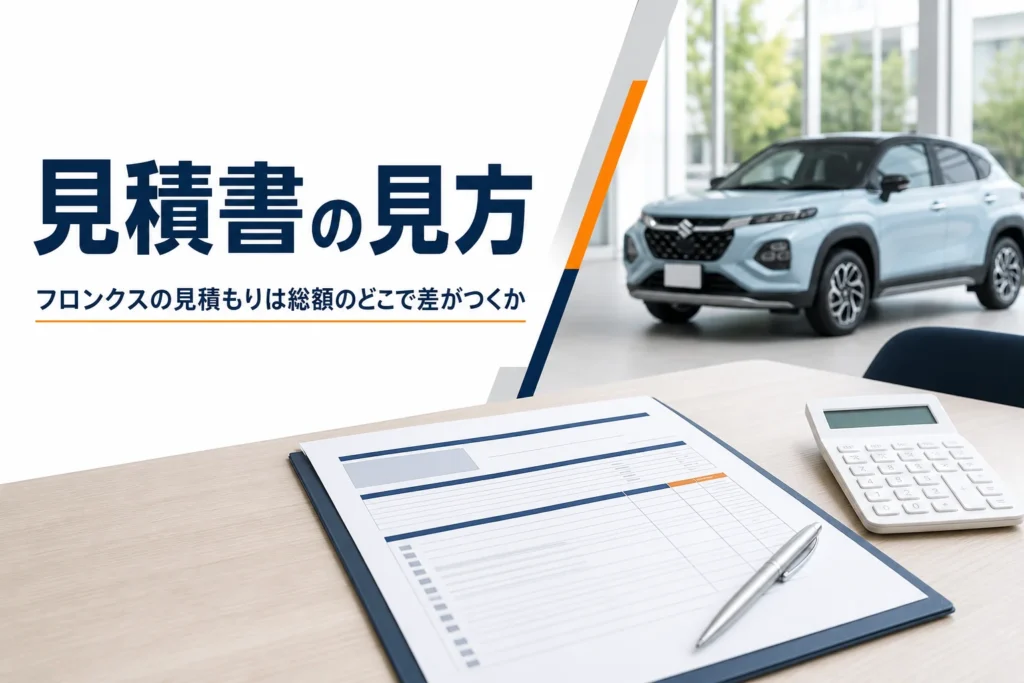 フロンクスの見積書の見方を解説する記事のアイキャッチ