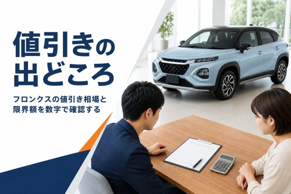 フロンクスの値引き相場と商談の順番を解説する記事のアイキャッチ
