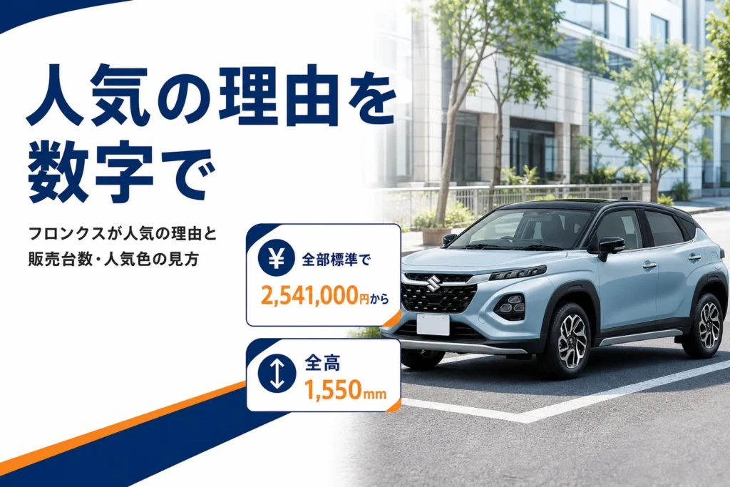 フロンクスが人気の理由と販売台数、人気色を解説する記事のアイキャッチ