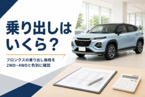 フロンクスの乗り出し価格の目安を解説する記事のアイキャッチ