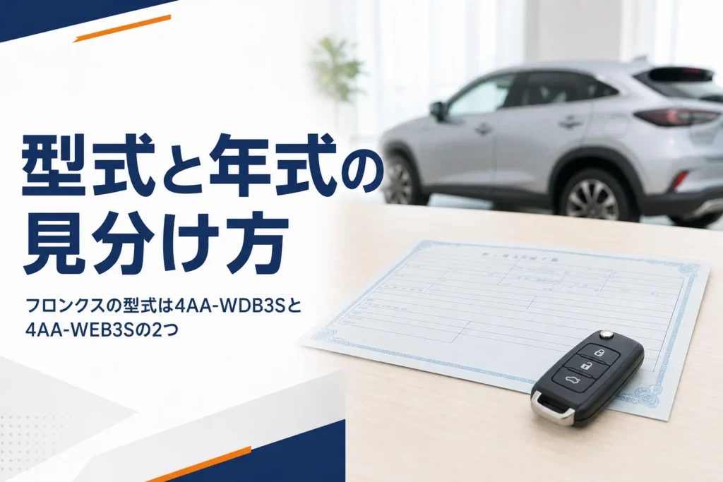 フロンクスの車検証で型式を確かめるイメージ