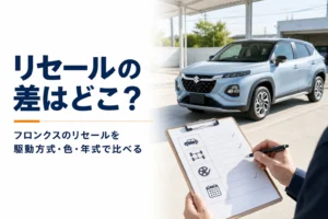 フロンクスのリセールバリューを駆動方式・色・年式で比べる記事のアイキャッチ