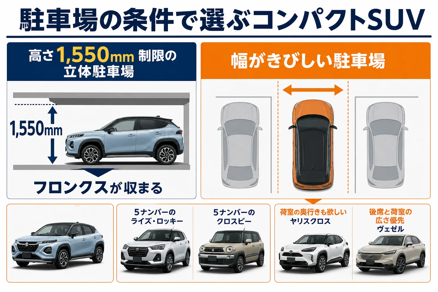 フロンクスとライバル車のサイズの比べ方