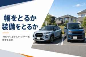フロンクスとライズを並べて比べるイメージ
