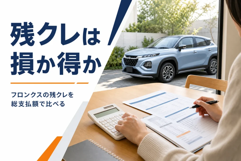 フロンクスの残クレが損か得かを総支払額で比べる記事のアイキャッチ